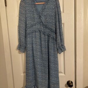 Blue Floral Women's Dress